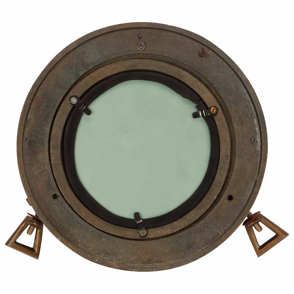 Porthole Mirror Wall Hanging Aluminium and Glass Brass Ø 23 cm
