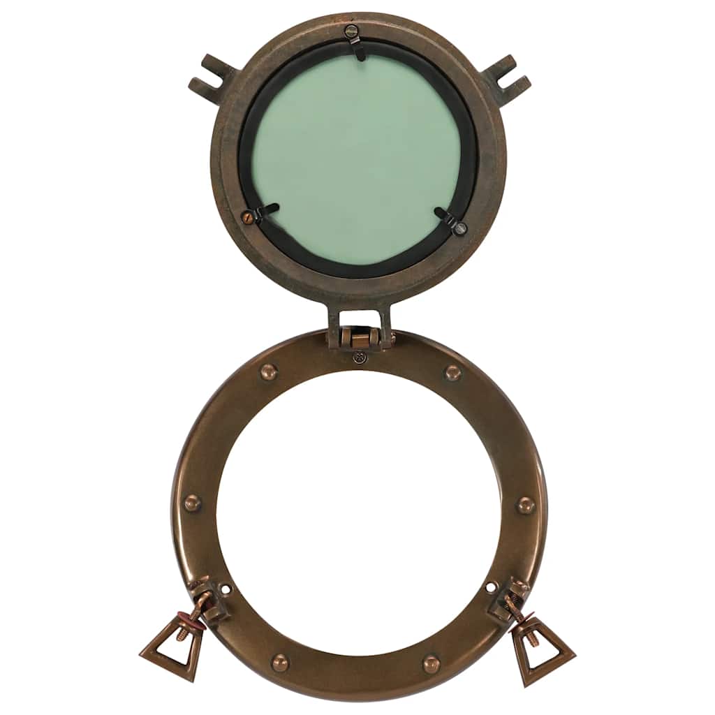 Porthole Mirror Wall Hanging Aluminium and Glass Brass Ø 23 cm