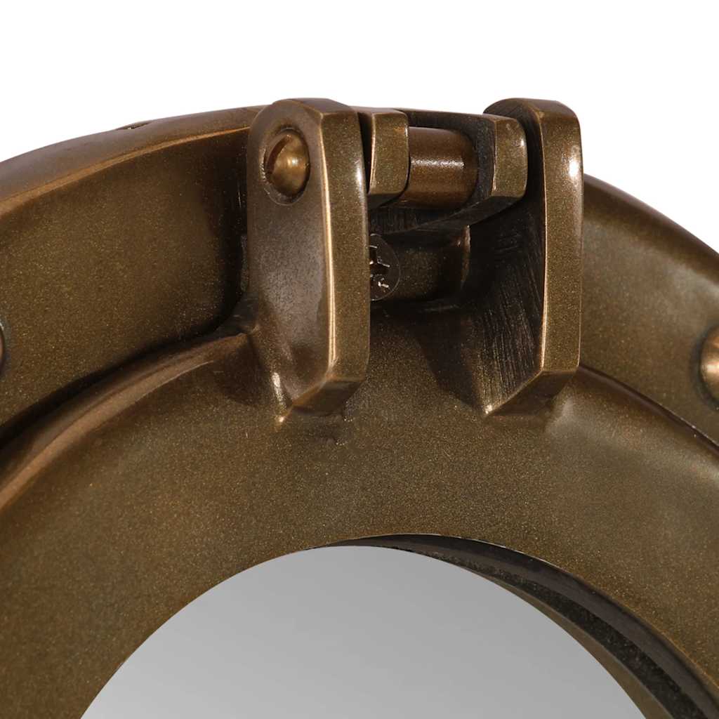 Porthole Mirror Wall Hanging Aluminium and Glass Brass Ø 23 cm