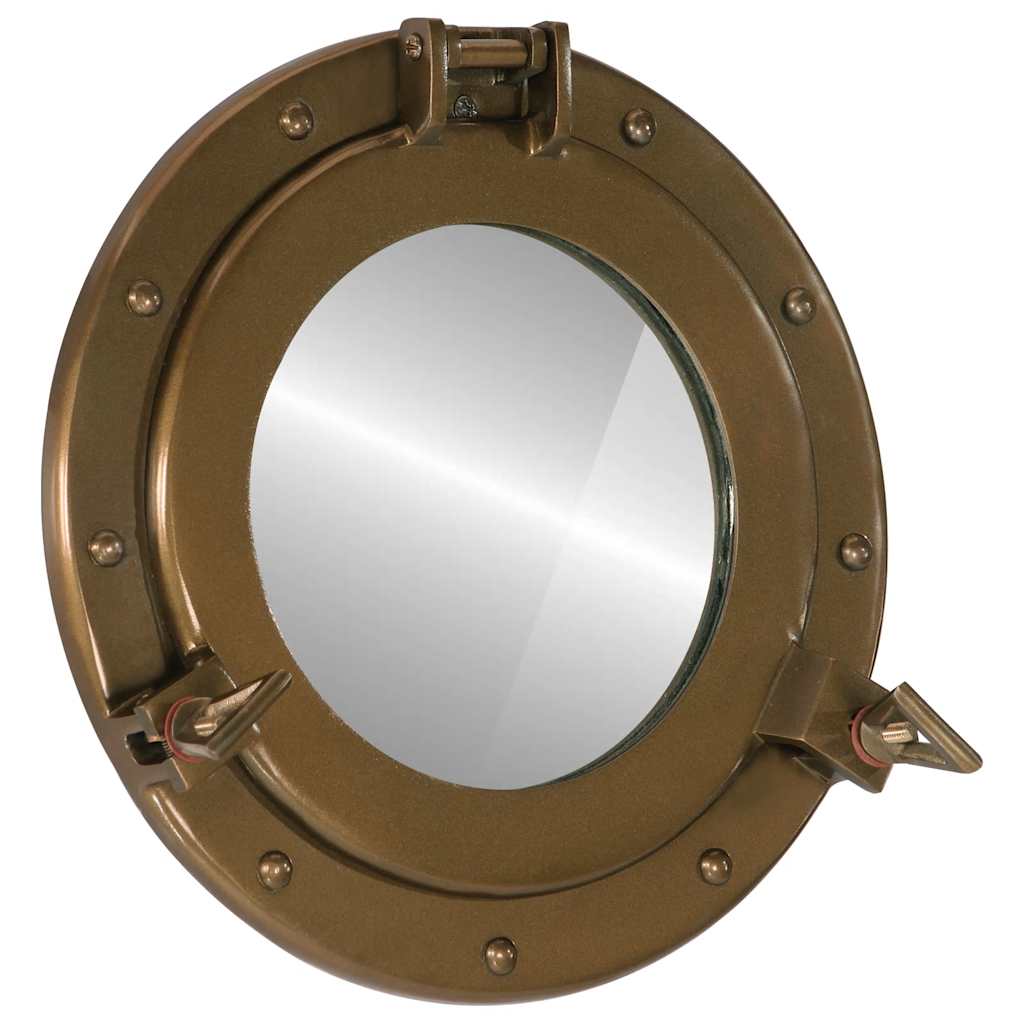 Porthole Mirror Wall Hanging Aluminium and Glass Brass Ø 30 cm