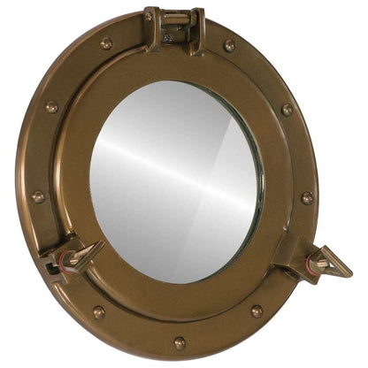 Porthole Mirror Wall Hanging Aluminium and Glass Brass Ø 30 cm