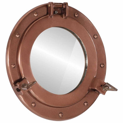 Porthole Mirror Wall Hanging Aluminium and Glass Copper Ø 30 cm