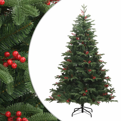 vidaXL Artificial Hinged Christmas Tree with Cones and Berries 240 cm 1