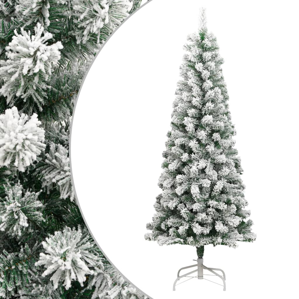 Artificial Hinged Christmas Tree Green and White 210 cm Basic