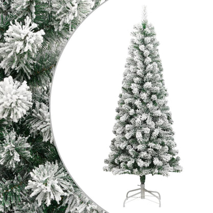 Artificial Hinged Christmas Tree Green and White 210 cm Basic