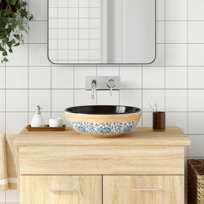 Countertop Basin Round Φ41x14 Ceramic Brown and black