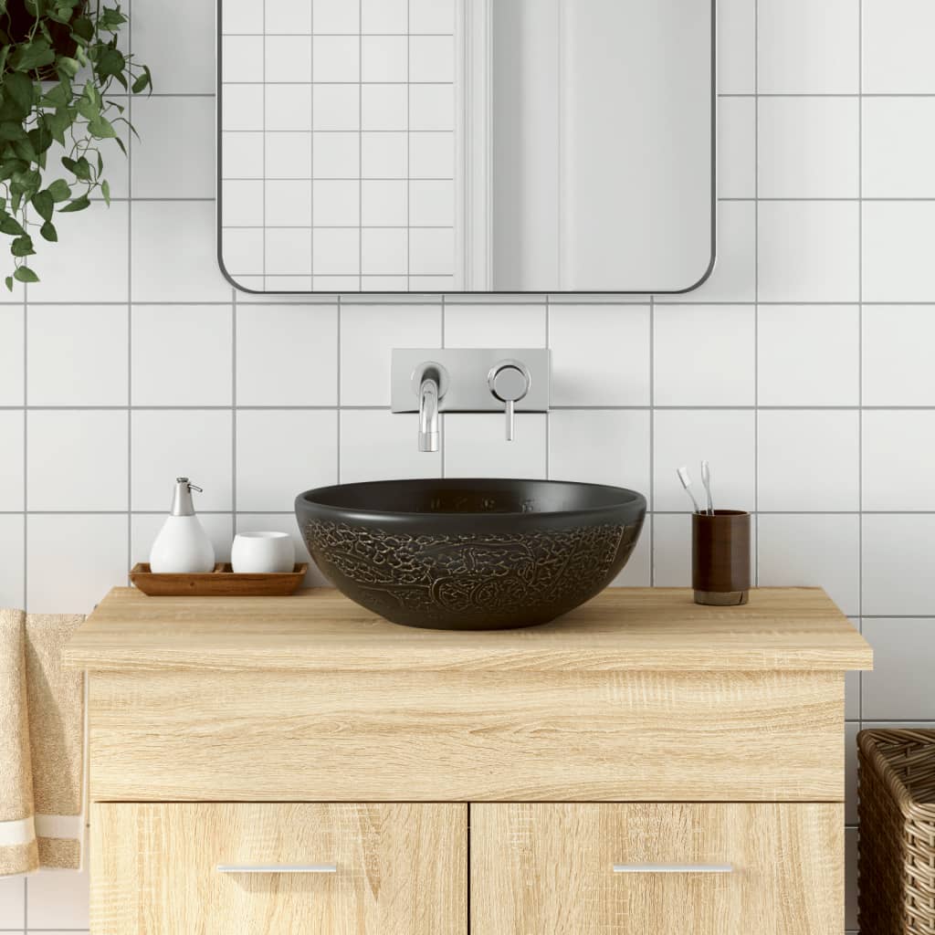 Countertop Basin Round Φ41x14 Ceramic Black