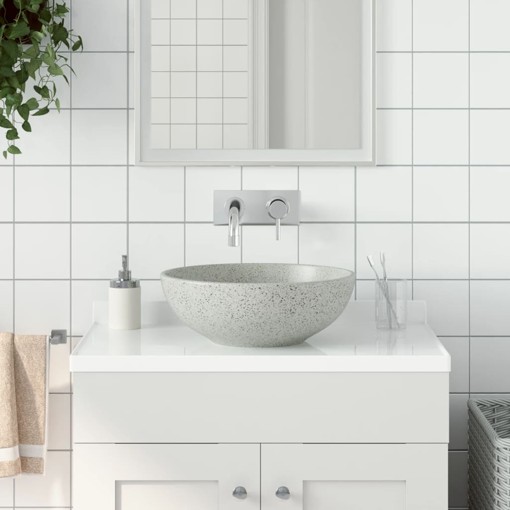 Countertop Basin Round Φ41x14 Ceramic Light grey