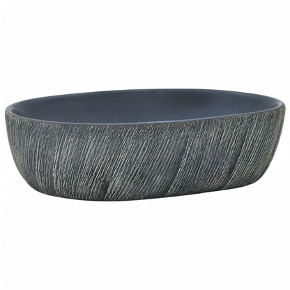 Countertop Basin Oval 47x33x13 cm Ceramic Black and grey