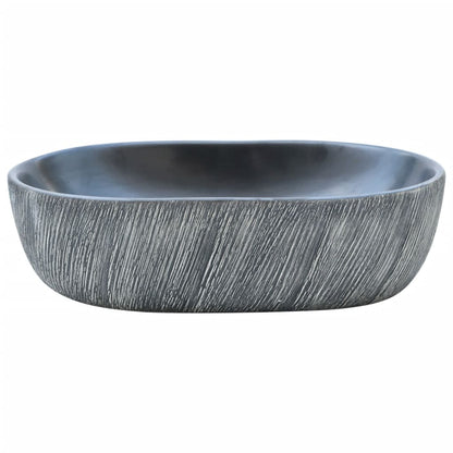 Countertop Basin Oval 47x33x13 cm Ceramic Black and grey