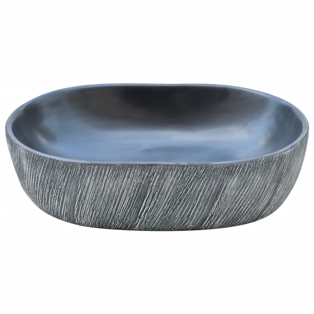 Countertop Basin Oval 47x33x13 cm Ceramic Black and grey