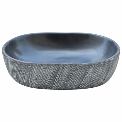 Countertop Basin Oval 47x33x13 cm Ceramic Black and grey
