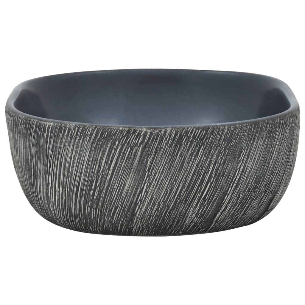 Countertop Basin Oval 47x33x13 cm Ceramic Black and grey