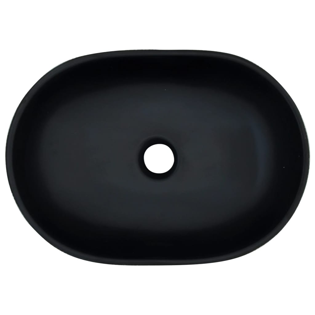 Countertop Basin Oval 47x33x13 cm Ceramic Black and grey