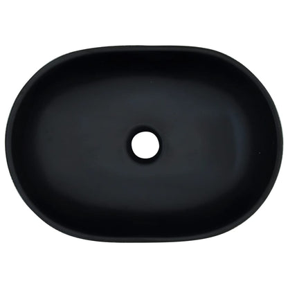 Countertop Basin Oval 47x33x13 cm Ceramic Black and grey