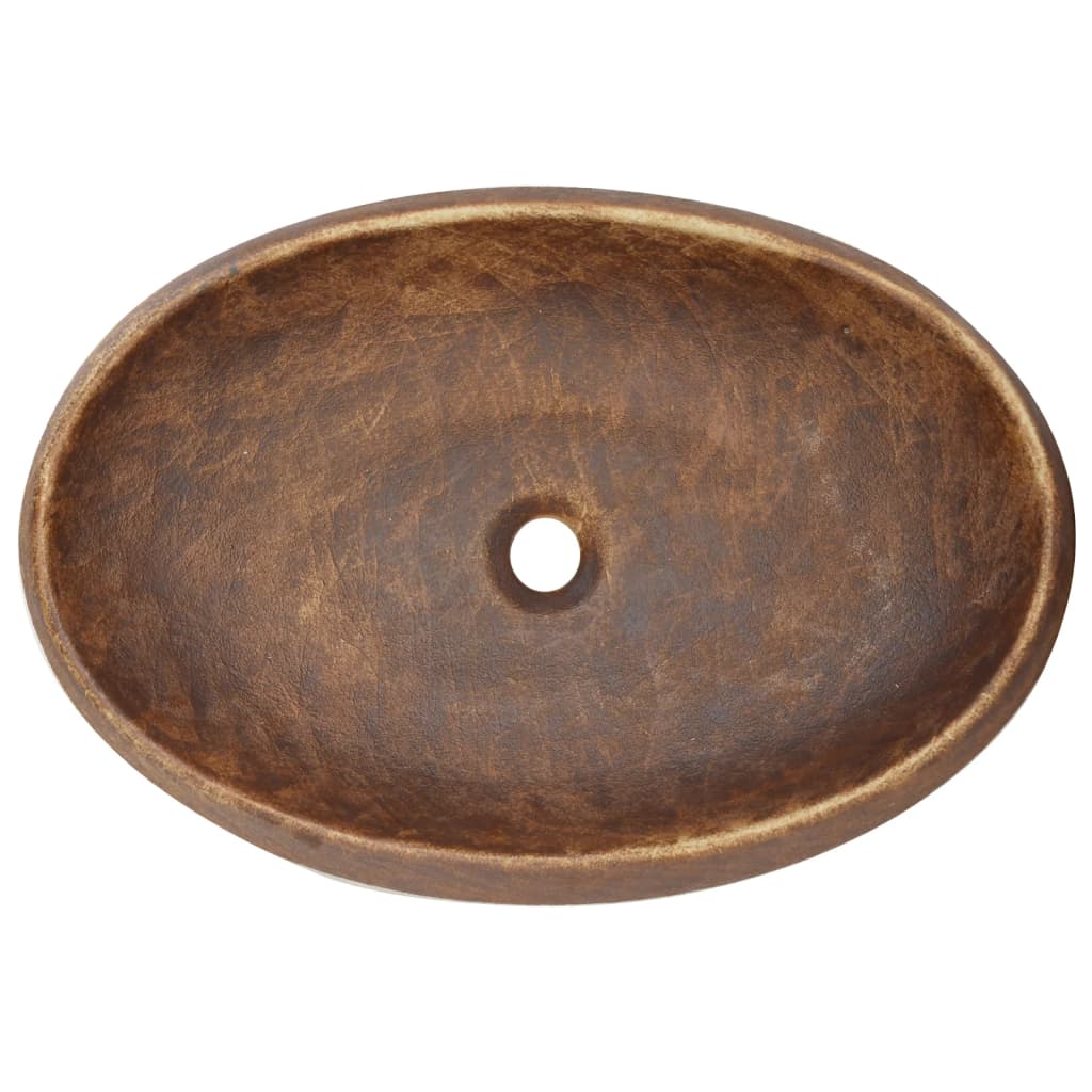 Countertop Basin Oval 59x40x15 cm Ceramic Brown