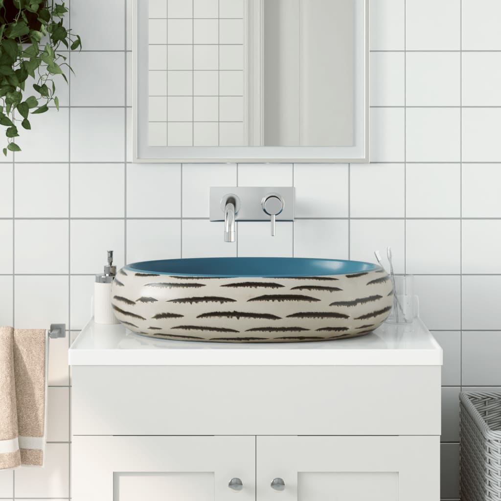 Countertop Basin Oval 59x40x15 cm Ceramic Light blue