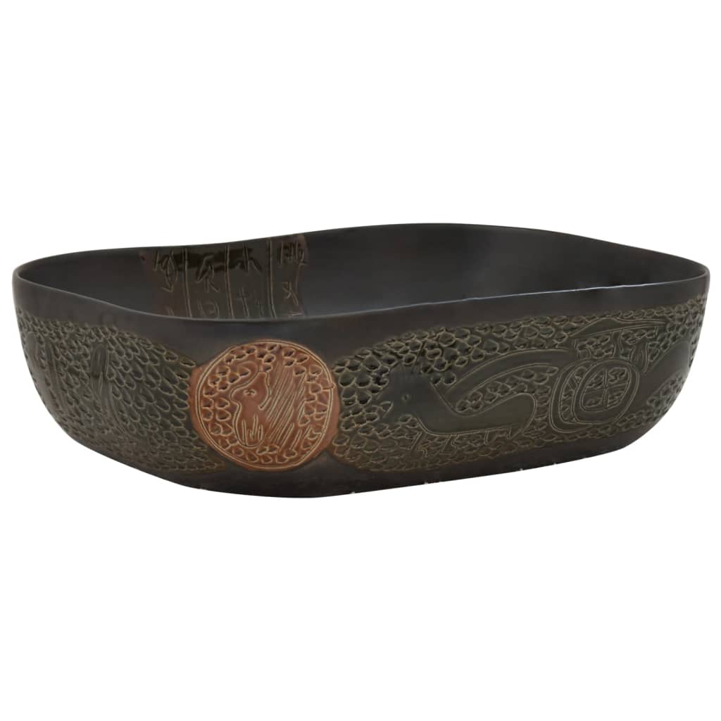 Countertop Basin Rectangular 48x37.5x13.5 cm Ceramic Black