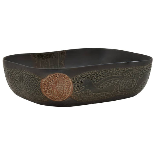 Countertop Basin Rectangular 48x37.5x13.5 cm Ceramic Black