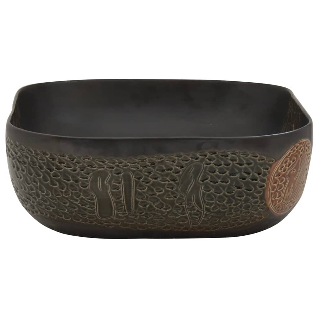 Countertop Basin Rectangular 48x37.5x13.5 cm Ceramic Black