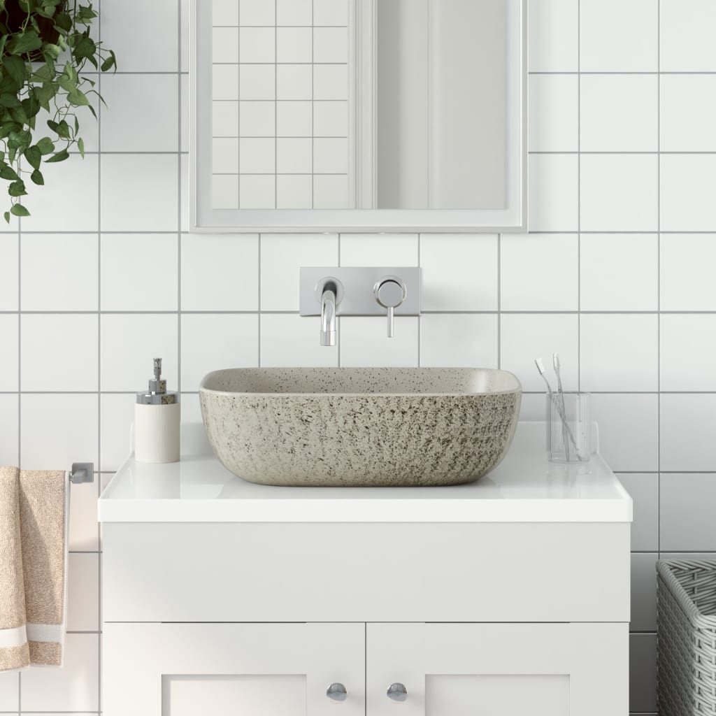 Countertop Basin Rectangular 48x37.5x13.5 cm Ceramic Grey