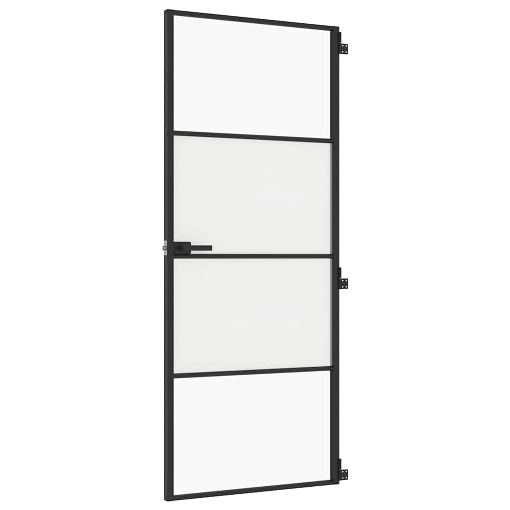 vidaXL Interior Door Slim Black 83x201,5 cm Tempered Glass and Aluminium 2