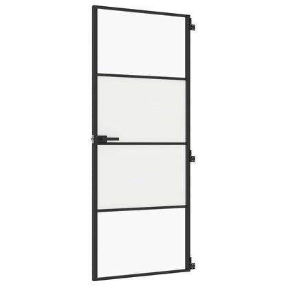 vidaXL Interior Door Slim Black 83x201,5 cm Tempered Glass and Aluminium 2