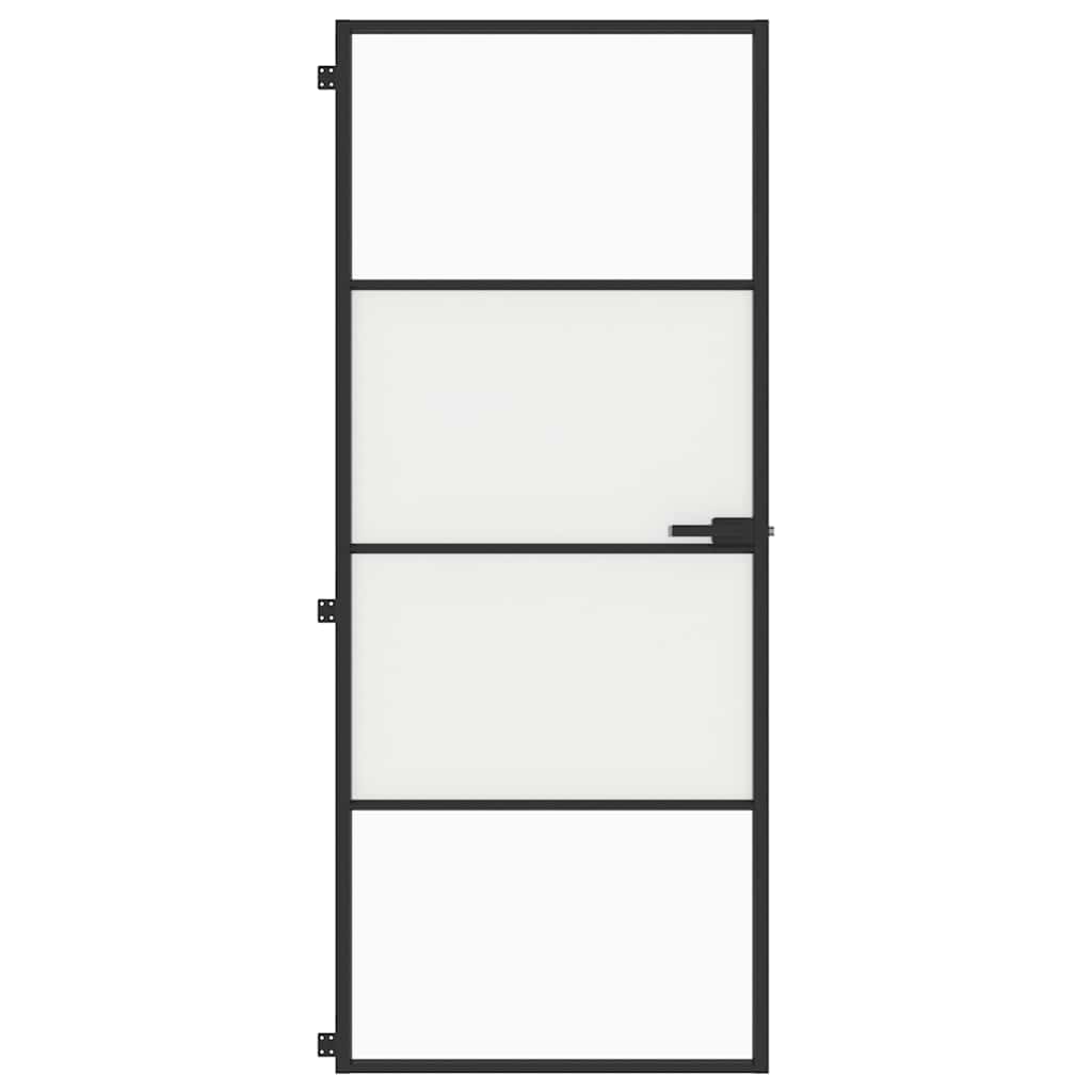 vidaXL Interior Door Slim Black 83x201,5 cm Tempered Glass and Aluminium 3