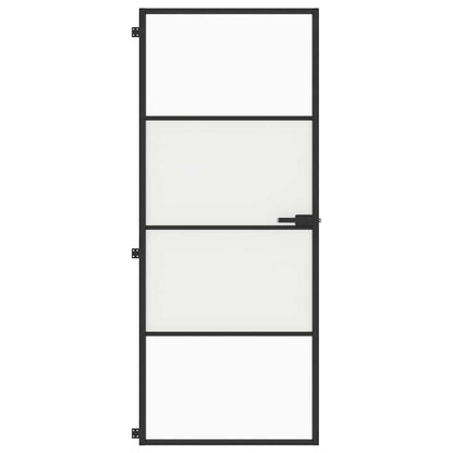 vidaXL Interior Door Slim Black 83x201,5 cm Tempered Glass and Aluminium 3