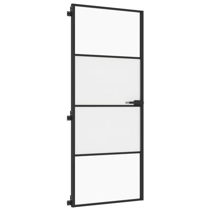 vidaXL Interior Door Slim Black 83x201,5 cm Tempered Glass and Aluminium 4