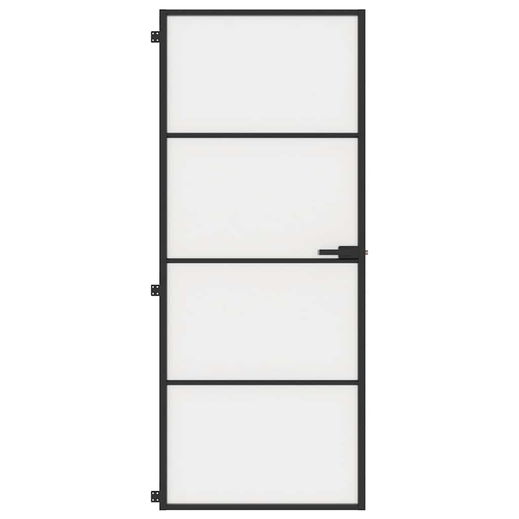 vidaXL Interior Door Slim Black 83x201.5 cm Tempered Glass and Aluminium 3