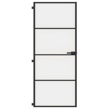 vidaXL Interior Door Slim Black 83x201.5 cm Tempered Glass and Aluminium 3
