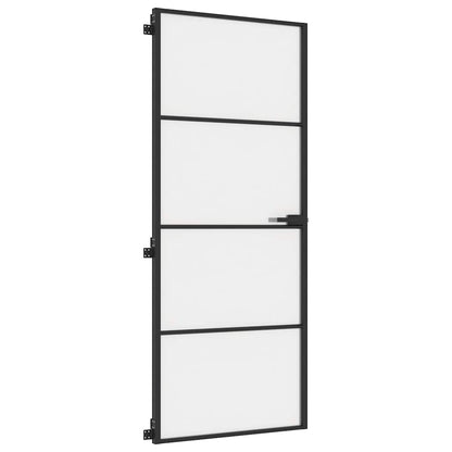 vidaXL Interior Door Slim Black 83x201.5 cm Tempered Glass and Aluminium 4