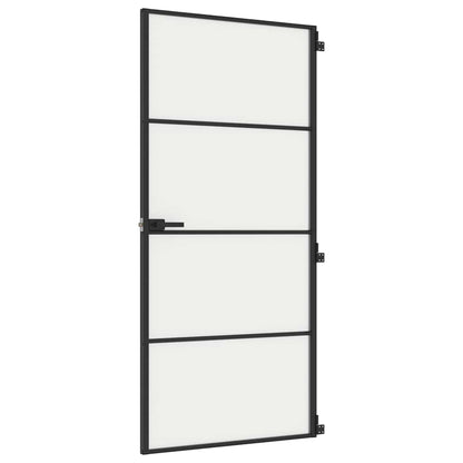 vidaXL Interior Door Slim Black 93x201.5 cm Tempered Glass and Aluminium 2