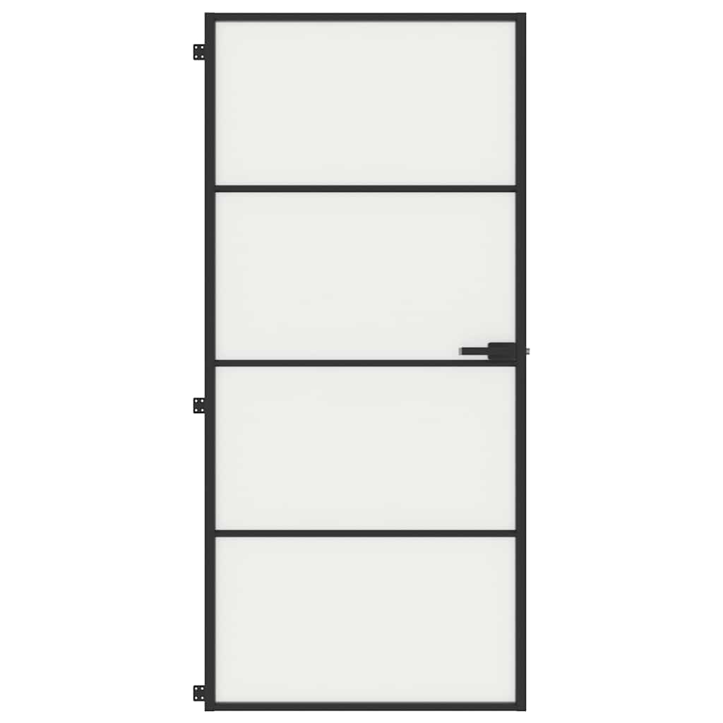 vidaXL Interior Door Slim Black 93x201.5 cm Tempered Glass and Aluminium 3