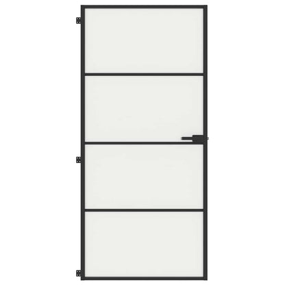 vidaXL Interior Door Slim Black 93x201.5 cm Tempered Glass and Aluminium 3