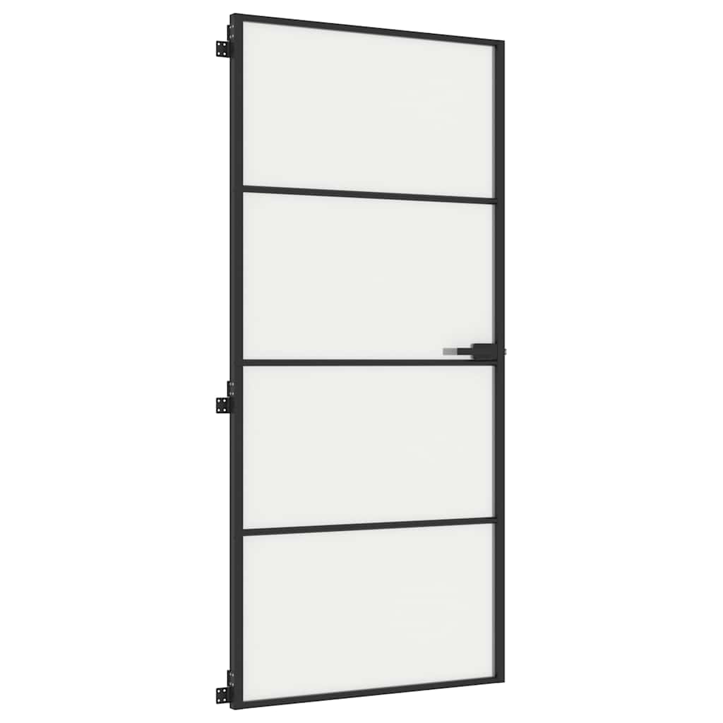 vidaXL Interior Door Slim Black 93x201.5 cm Tempered Glass and Aluminium 4
