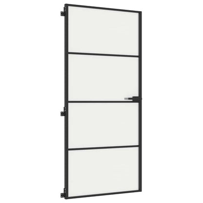 vidaXL Interior Door Slim Black 93x201.5 cm Tempered Glass and Aluminium 4