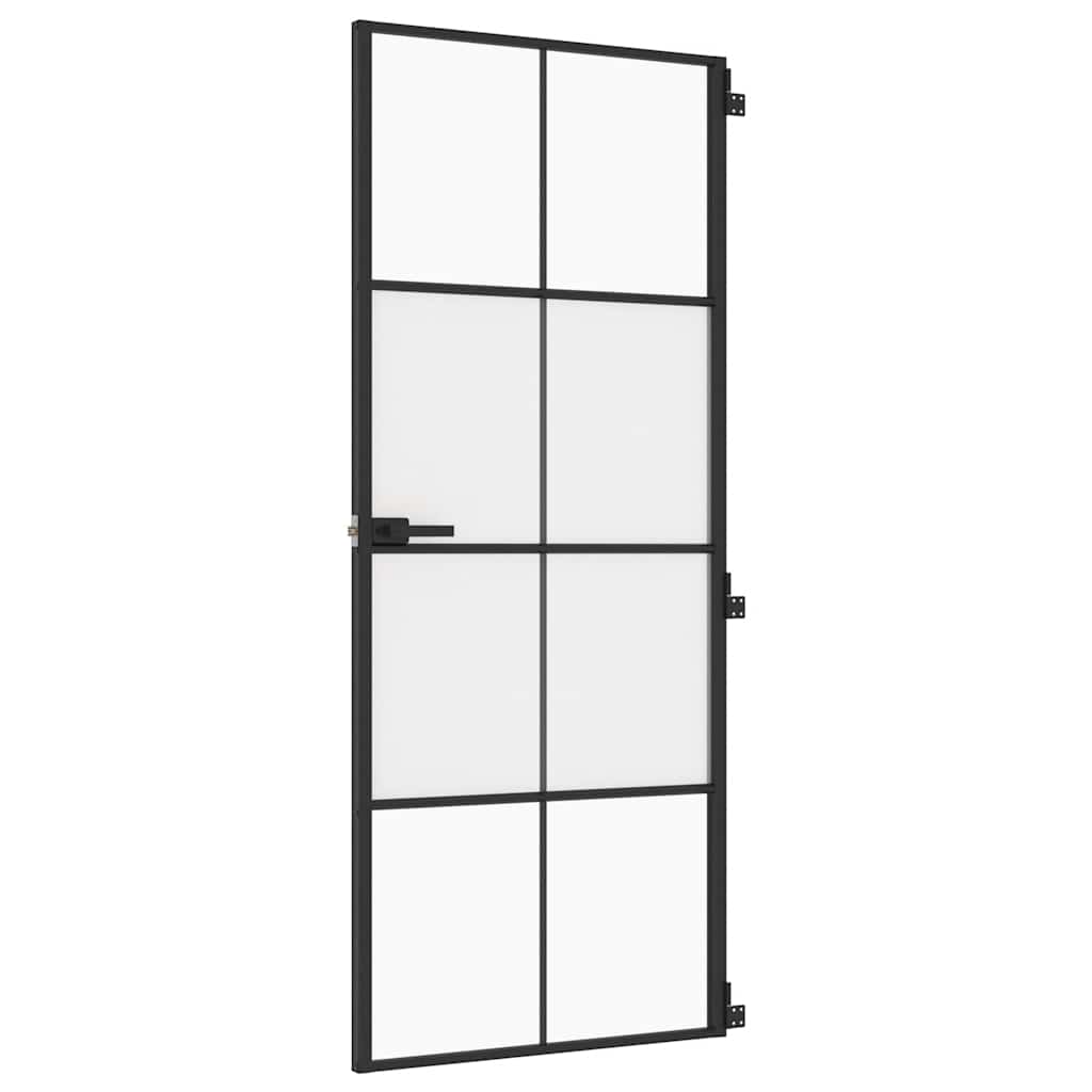 vidaXL Interior Door Slim Black 83x201,5 cm Tempered Glass and Aluminium 2