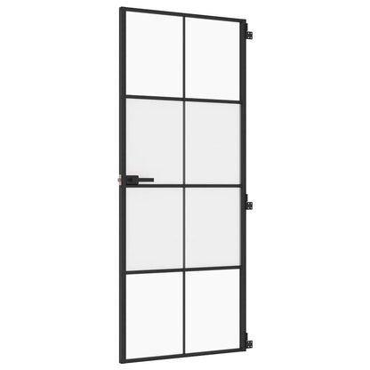 vidaXL Interior Door Slim Black 83x201,5 cm Tempered Glass and Aluminium 2