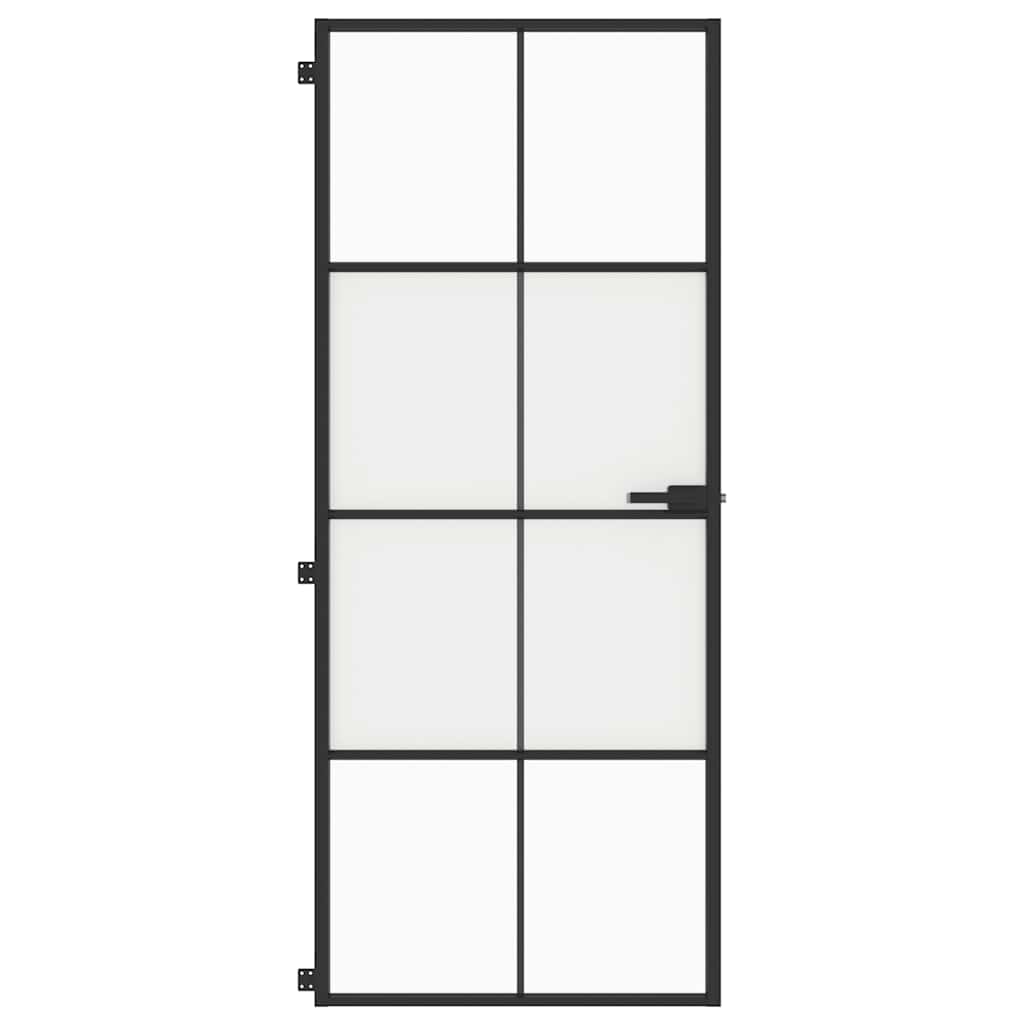 vidaXL Interior Door Slim Black 83x201,5 cm Tempered Glass and Aluminium 3