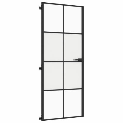vidaXL Interior Door Slim Black 83x201,5 cm Tempered Glass and Aluminium 4