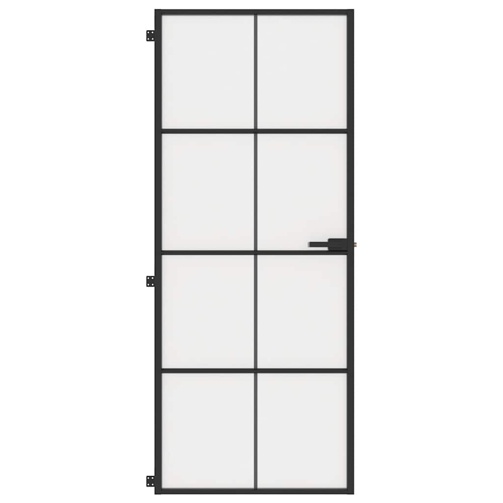 vidaXL Interior Door Slim Black 83x201.5 cm Tempered Glass and Aluminium 3