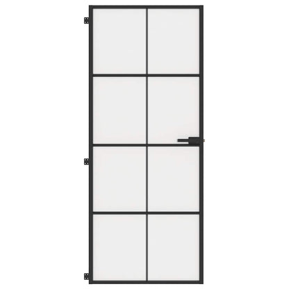 vidaXL Interior Door Slim Black 83x201.5 cm Tempered Glass and Aluminium 3