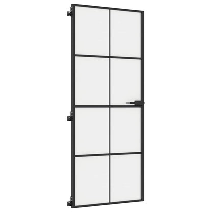 vidaXL Interior Door Slim Black 83x201.5 cm Tempered Glass and Aluminium 4