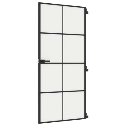 vidaXL Interior Door Slim Black 93x201.5 cm Tempered Glass and Aluminium 2