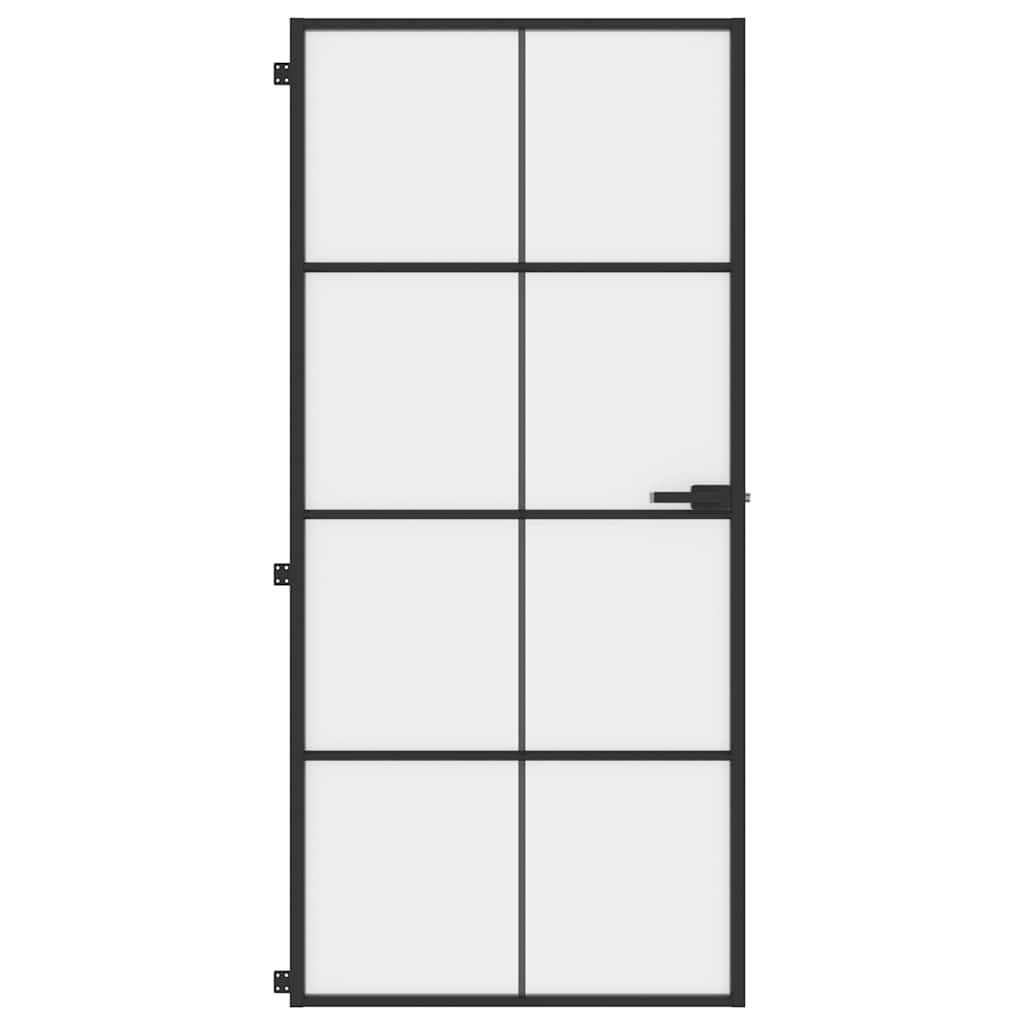 vidaXL Interior Door Slim Black 93x201.5 cm Tempered Glass and Aluminium 3