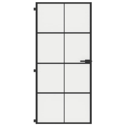 vidaXL Interior Door Slim Black 93x201.5 cm Tempered Glass and Aluminium 3
