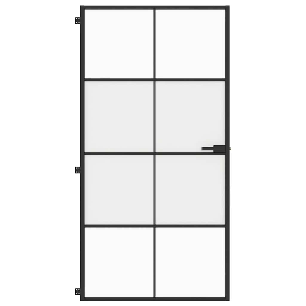 vidaXL Interior Door Slim Black 102,5x201,5 cm Tempered Glass and Aluminium 3