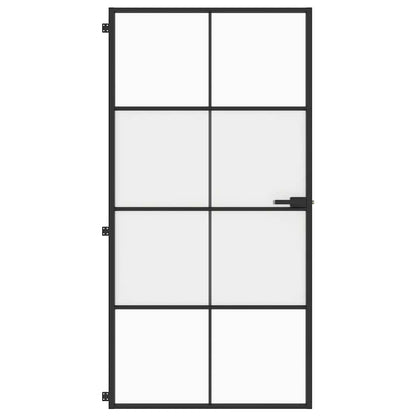 vidaXL Interior Door Slim Black 102,5x201,5 cm Tempered Glass and Aluminium 3
